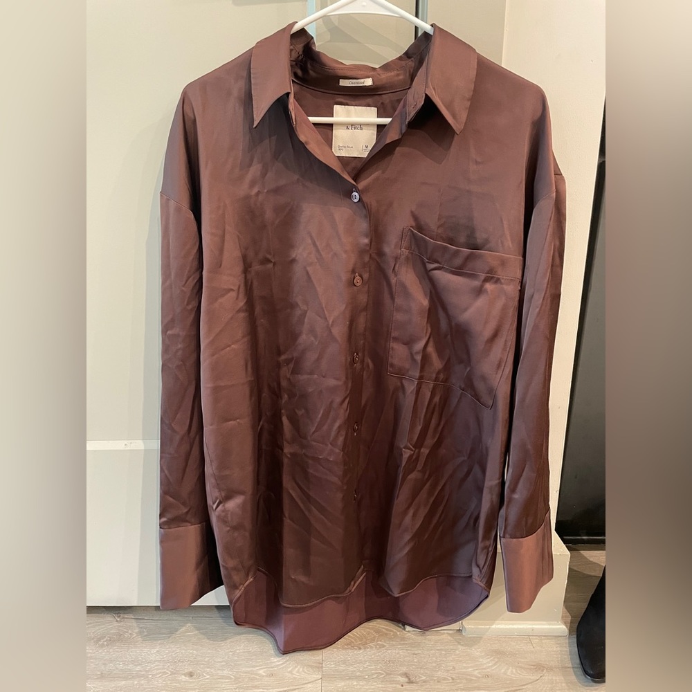Abercrombie and Fitch brown oversized button down shirt